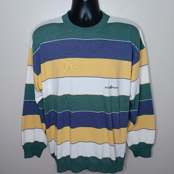 MARINA YACHTING Men's XL Sweater Jumper Crew Neck Striped Sailing Made In Italy - Picture 1 of 8